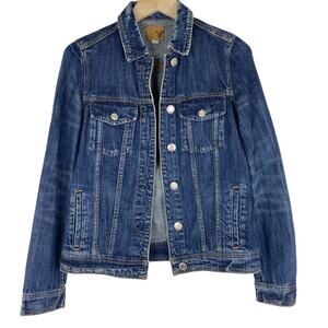 American Eagle Y2K Trucker Jean Jacket Womens Sz XS Blue Distressed Indie Rocker